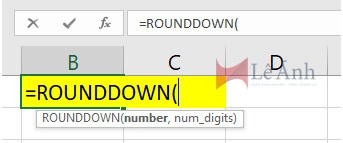Hàm Rounddown trong Excel