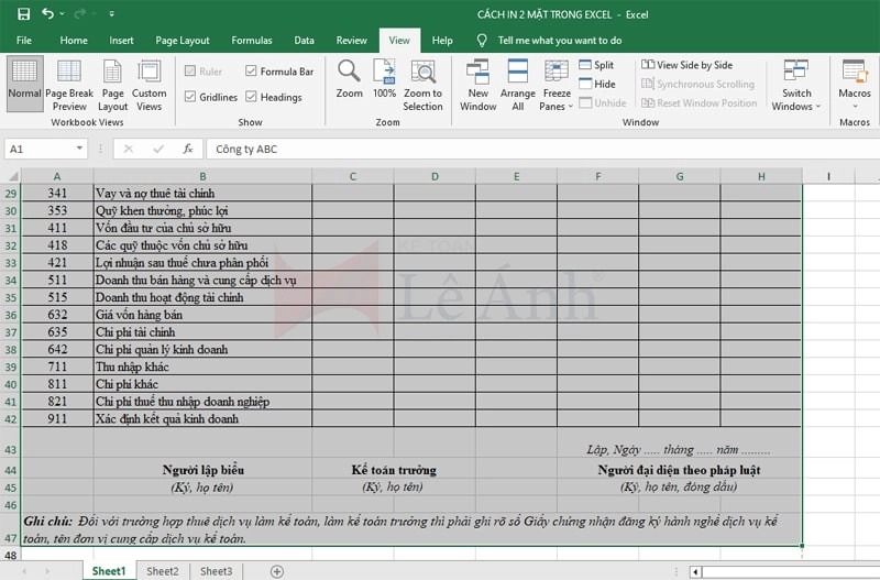 Cách in 2 mặt trong Excel