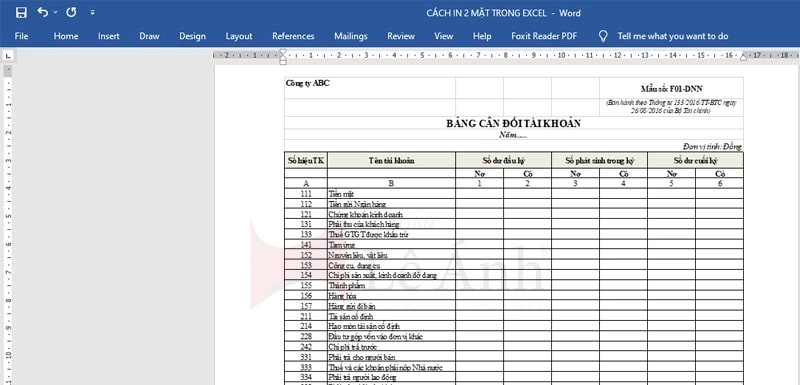 Cách in file excel
