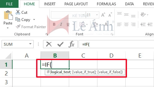 Cấu trúc hàm if trong excel