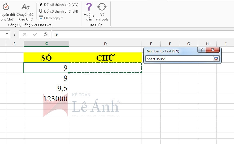 Đổi số thành chữ trong Excel 5