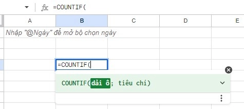 Hàm Countif trên Google sheet