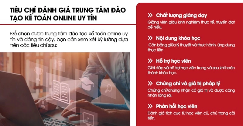 Tiêu chí lựa chọn khóa học kế toán online