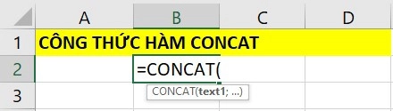 Công thức hàm CONCAT trong Excel