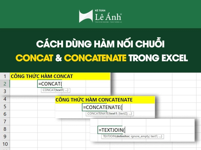 Hàm CONCAT và CONCATENATE trong Excel