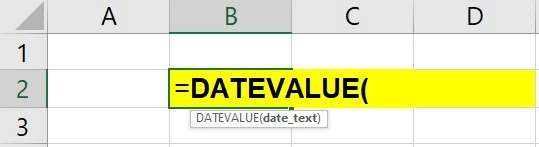 Hàm DATEVALUE trong excel