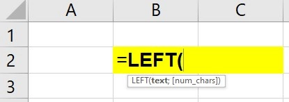 Hàm LEFT trong excel