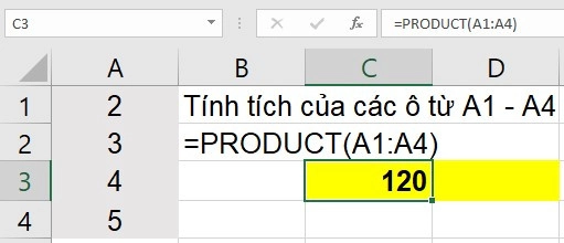 Hàm nhân trong Excel