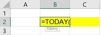 Hàm TODAY trong excel
