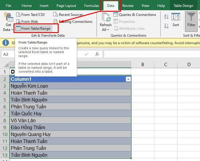 Cách xóa dữ liệu trùng lặp trong Excel - Cách 4