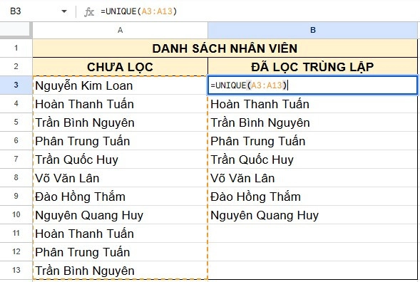 Cách xóa dữ liệu trùng lặp trong Excel