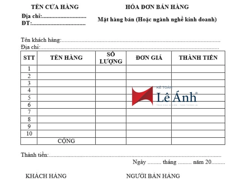 mẫu hóa đơn bán hàng