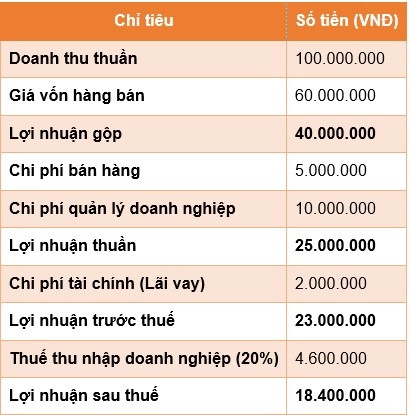 Ví dụ báo cáo kết quả kinh doanh