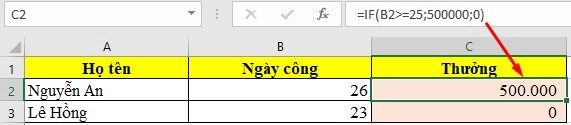 Bài tập hàm IF - Bài 1