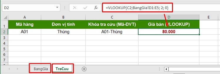 hàm vlookup giữa 2 sheet
