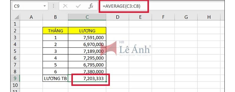 Cách dùng hàm AVERAGE vô Excel