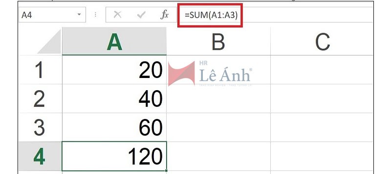 Cách sử dụng hàm Sum trong Excel