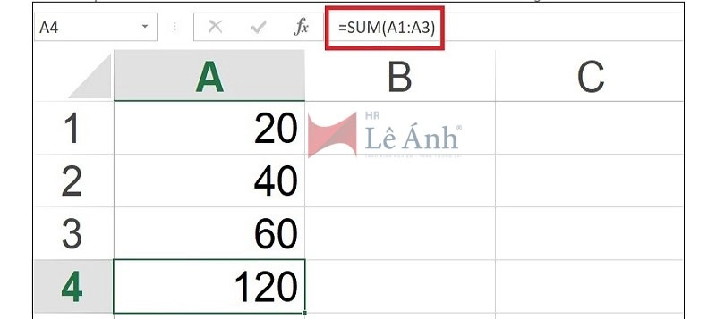 Cách sử dụng hàm Sum trong Excel