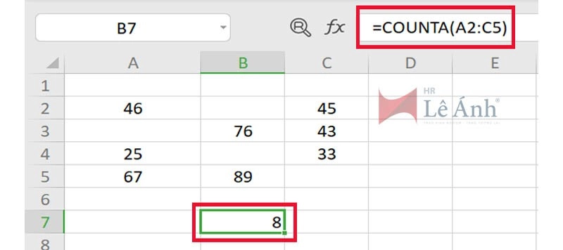 Hàm Counta trong Excel