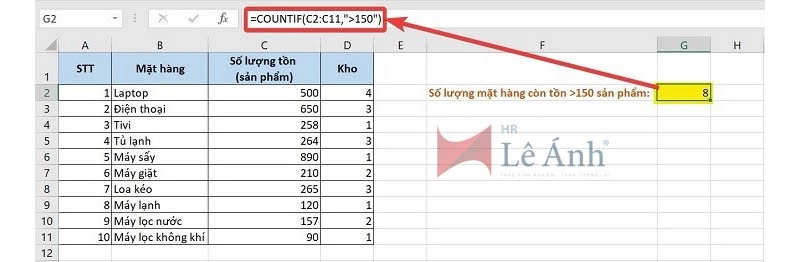 Hàm Countif trong Excel