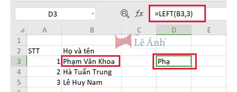 Hàm Left trong Excel