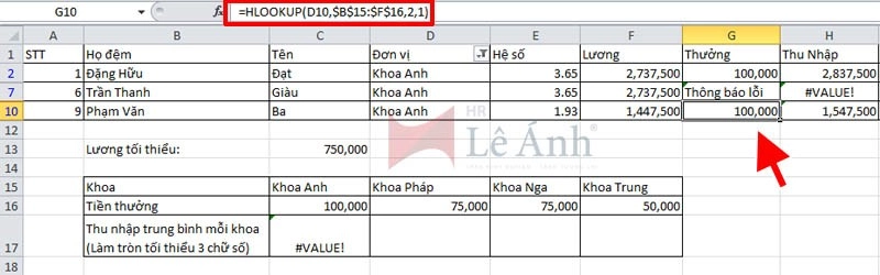 Lỗi N/A trong Excel