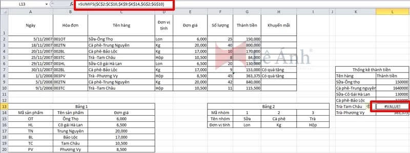 Lỗi Value trong Excel