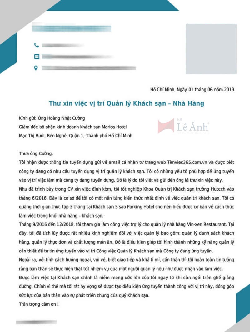 Cách viết Cover Letter