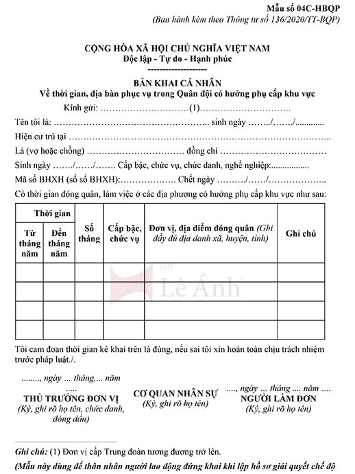 Mẫu số 04C – HBQP