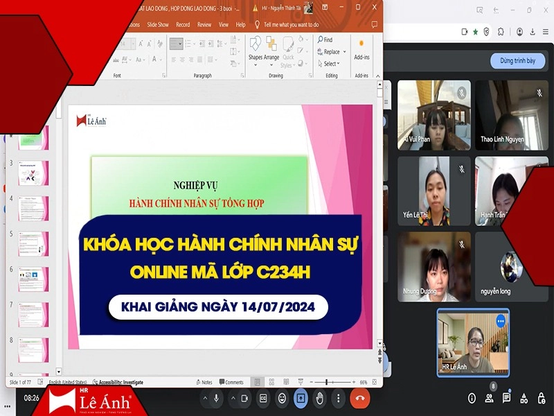 Khóa Học Hành Chính Nhân Sự Online Mã Lớp C234H Khai Giảng Ngày 14/07/2024