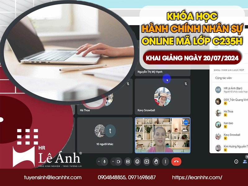 Khóa Học Hành Chính Nhân Sự Online Mã Lớp C235H Khai Giảng Ngày 20072024