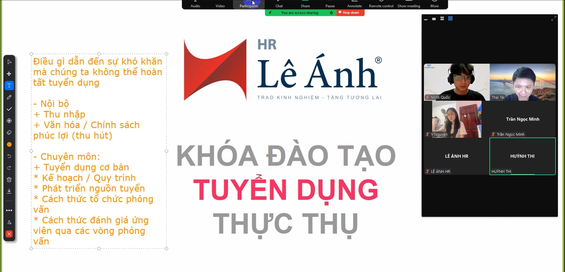 tại sao phải tham gia khóa học hành chính nhân sự lê ánh hr