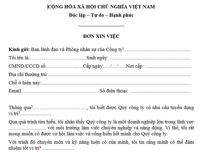 đơn xin việc