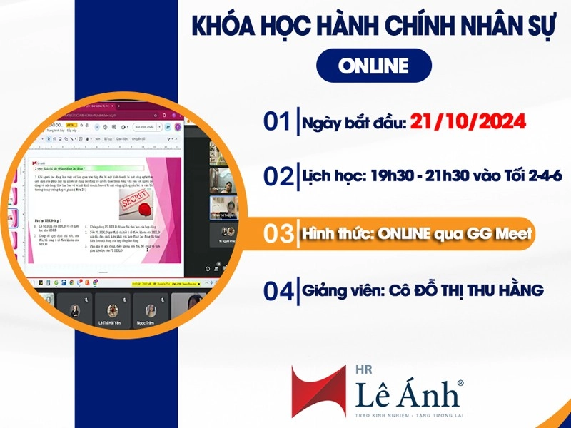 Khóa Học Hành Chính Nhân Sự Online Mã Lớp C246H Khai Giảng Ngày 21/10/2024