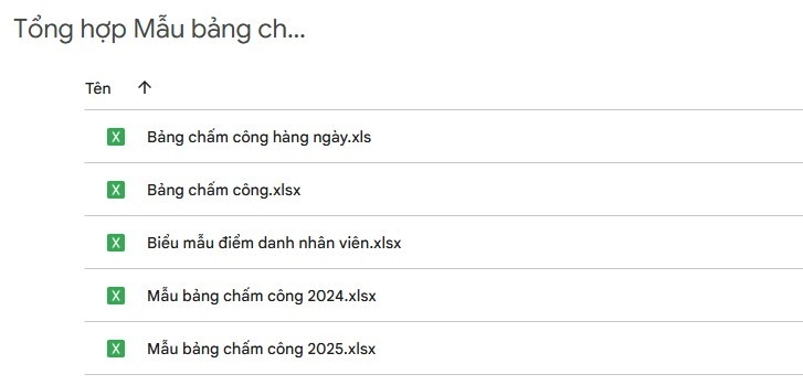 Tổng hợp mẫu bảng chấm công Excel