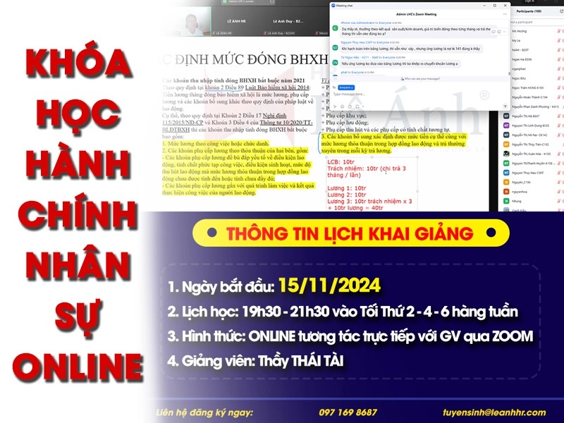 Khóa Học Hành Chính Nhân Sự Online Mã Lớp C247H Khai Giảng Ngày 15/11/2024