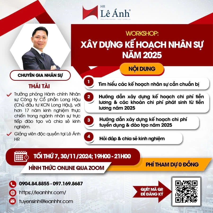 Workshop HR Tháng 11/2024: Xây Dựng Kế Hoạch Nhân Sự Năm 2025