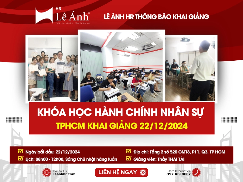 Khóa Học Hành Chính Nhân Sự TP Hồ Chí Minh Mã Lớp B251H Khai Giảng Ngày 22/12/2024