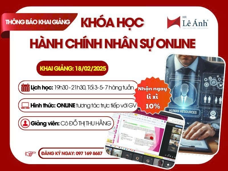 Khóa Học Hành Chính Nhân Sự Online Mã Lớp C253H Khai Giảng Ngày 18/02/2025