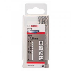 Mũi khoan sắt BOSCH HSS-G 4.8MM (10 mũi) / 2608595334