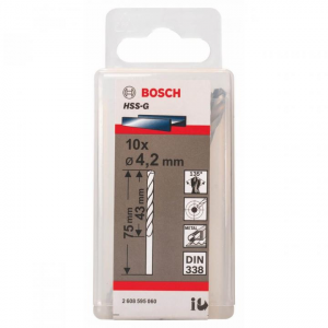 Mũi khoan sắt BOSCH HSS-G 4.2MM (10 mũi) / 2608595060