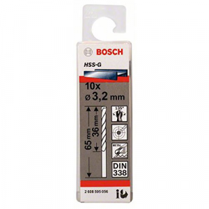 Mũi khoan sắt BOSCH HSS-G 3.2MM (10 mũi) / 2608595056