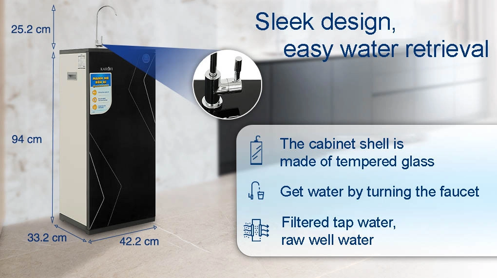 Sleek design - easy water retrieval