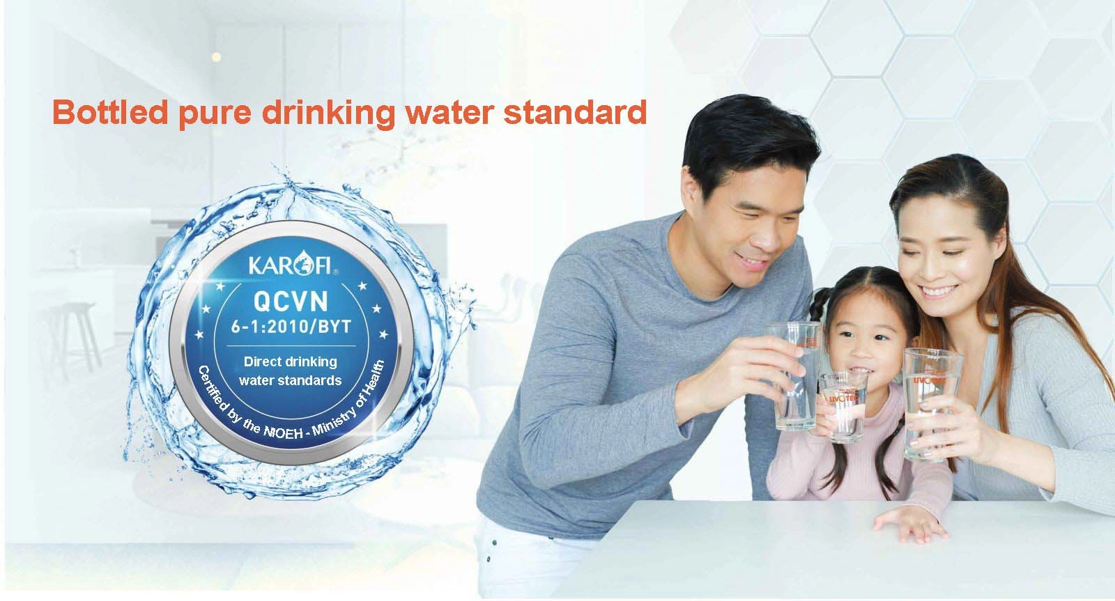 Pure drinking water that meets national standards QCVN 6-1:2010/MOH