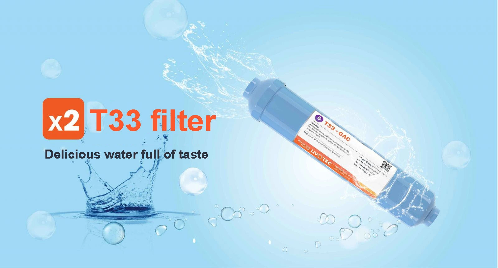 X2 T33-GAC filter - Increase X2 water sweetness