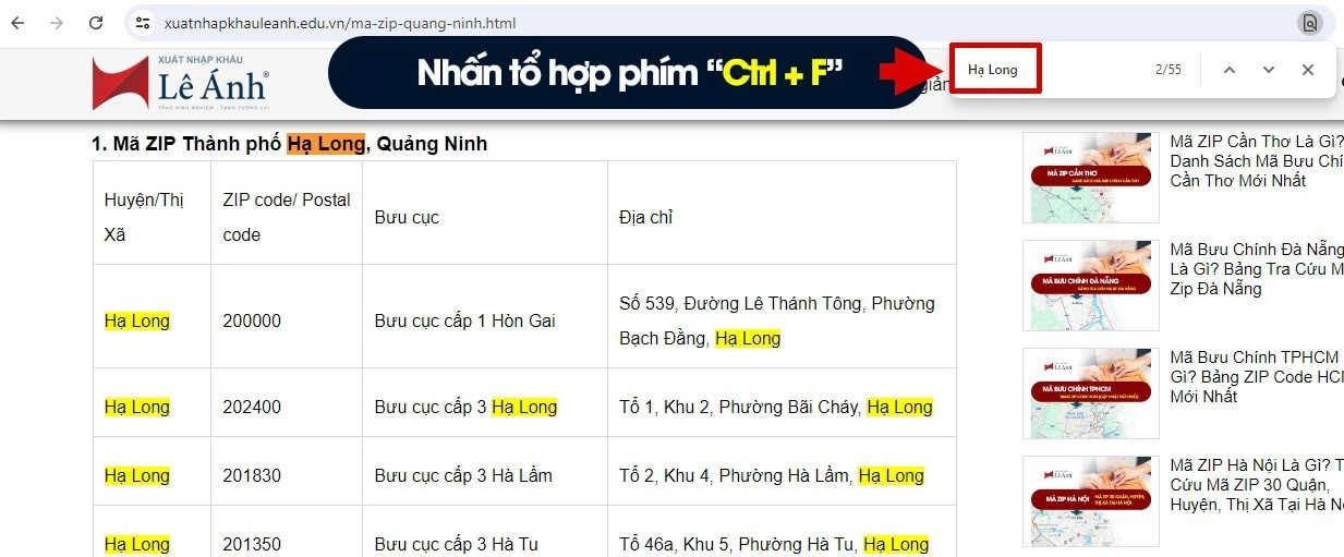 Mã bưu chính Quảng Ninh